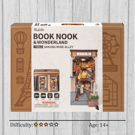 Sakura Wine Alley DIY Book Nook 3D Wooden Puzzle