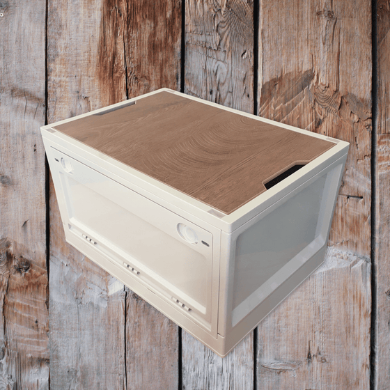 Wood Top Foldable Storage Box Beige NZ